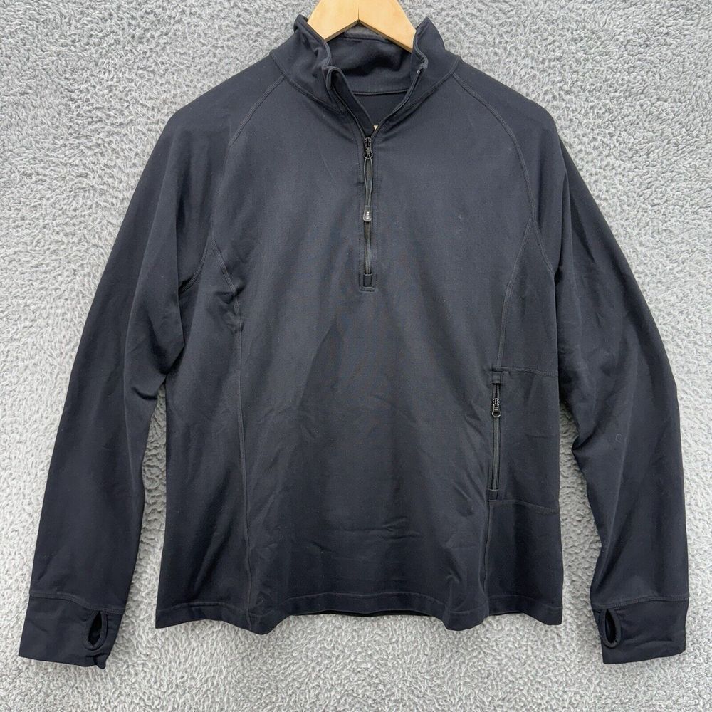 Lands End Womens L (14-16) Quarter Zip Black‎ Active Zip Mock Neck Sweatshirt